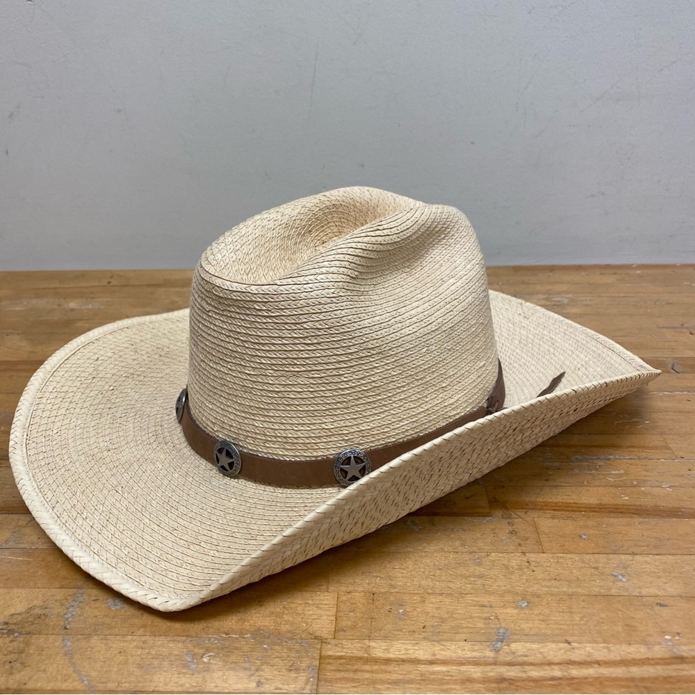 Vintage Sunbody Hat Handcrafted Palm Leaves Houston Texas Guatemala 6 7/8 (55) View 3
